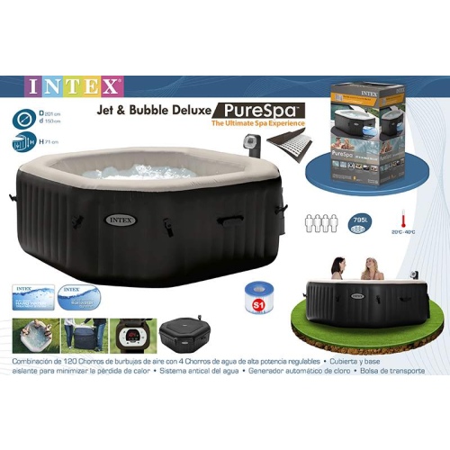 Надувная джакузи INTEX PureSpa Jet and Bubble Deluxe, артикул 28458